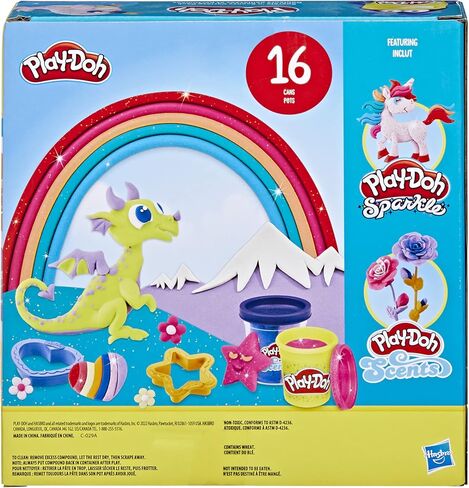 Play-Doh Sparkle and Scents Variety Pack of 16 Cans of Modeling Compound and 4 Tools, Arts and Crafts Toy for Kids 3 and Up, Non-Toxic in Saudi Arabia