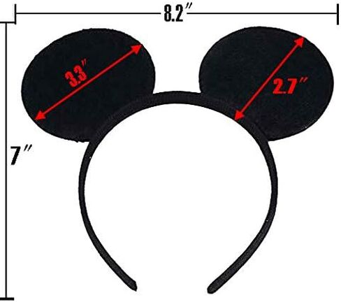 24 Pcs Mouse Costume Deluxe Fabric Ears Headband White Polka Dots Bow Party Headwear Decorations (Black) in Saudi Arabia
