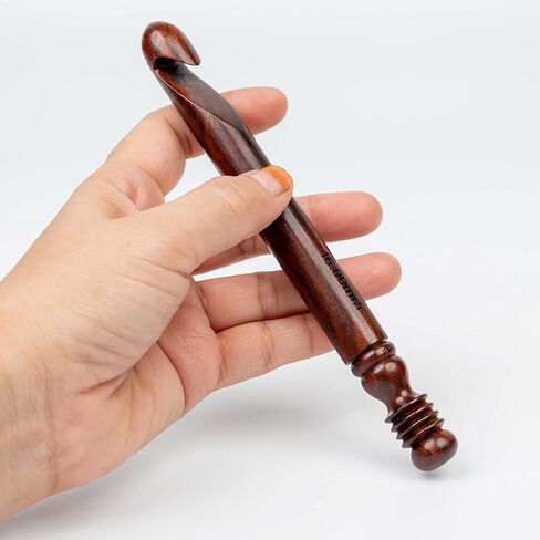 خطافات كروشيه فاخرة مصنوعة يدويًا بمقابض النجارة | مجموعة خطافات كروشيه 15 قطعة | خطاف كروشيه من خشب الورد | inanosa in Kuwait