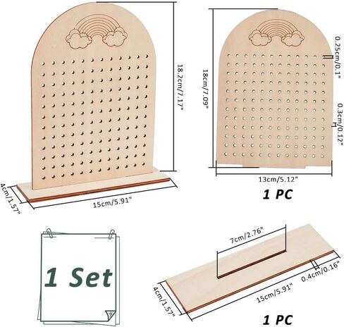 PH PandaHall Wood Earring Display Stand, 144 Holes Wooden Pegboard Display Stand Earring Holder Jewelry Organizer Rack with Rainbow Pattern for Selling Personal Usage Craft Shows Keychain in Saudi Arabia