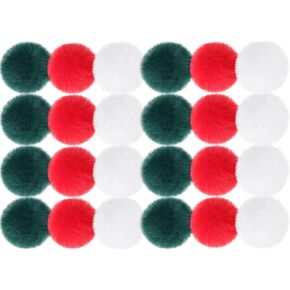 24 قطعة من كرات الفرو الصناعي بوم بوم بوم بوم من الفراء المقلد مع حلقة مرنة لديكورات اصنعها بنفسك قبعات سلاسل المفاتيح والأوشحة والقفازات والأكياس والاكسسوارات in Kuwait