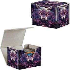 Golden Tree Card Deck Box Organizer, 100+ Sleeved Cards Deck Case For Trading Cards, Leather Magnetic Closure Commander Deck Box Holds Magnetic Card Storage Box Fits for MTG TCG CCG