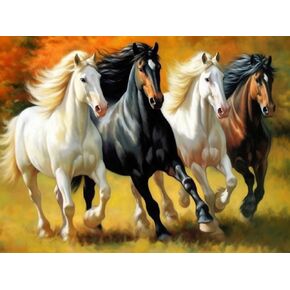 مجموعة الرسم الماسي 5 دي على شكل حصان من جونجوبيو، مجموعة رسم الخريف الماسية التي تصنعها بنفسك مع الماس مثقاب دائري بالكامل كريستال حجر الراين التطريز تستخدم لتزيين الحائط في المنزل والمكتب 12 × 16 in Kuwait