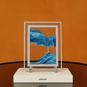 WANLIAN Moving Sand Art Picture, Dynamic Sand Picture, Golden Desktop Sand Art for Home Decor and Office Large Size (9x7inch) (Blue) in Kuwait