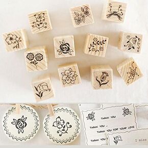Shopline 12 Pieces Vintage Stamps, Wooden Rubber Stamps with Flower Lace for Letters Diary Craft Scrapbooking in Saudi Arabia