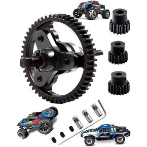 hopsupRC Metal Slipper Clutch Eliminator Differential Locker Gear 52T(32-Pitch) with 15T/17T/19T Pinions Gear Sets Upgrades Part for 1/10 Traxxas Rustler/Slash/Stampede VXL 4X4 RC Car,Black