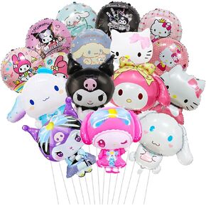 16Pcs Cute Anime Party Decoration Balloons,Aluminum Film Material Double Sided Balloons,Anime Theme Party Supplies,Kawaii Birthday Party Ballons(16PCS)