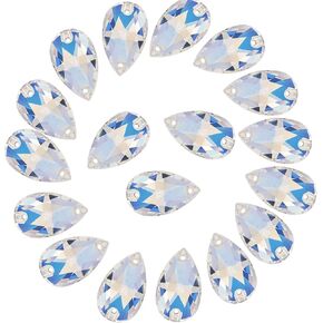 Teardrop Rhinestones Sew on Flatback Rhinestones 72pcs 7x12mm Flat Back Crystal Rhinestones with Holes for Clothes Dress Crafts Garments,AB Crystal in Kuwait