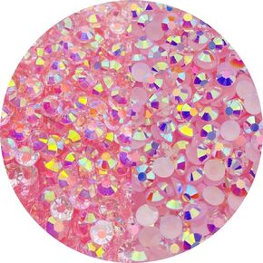 Pinhoollgo 6000pcs 5mm الراتنج حجر الراين المسطح، الأحمر AB حجر الراين المسطح للحرف بلينغ بريق الماس حجر الراين المسطحة للوجه كأس الأظافر الأحذية DIY الملحقات