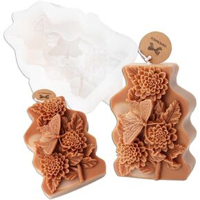 Tone Fun Embossed Apricot Flower Shape Candle Silicone Molds for Making Candle, Resin, Aromatherapy Candles, Handmade Wax Soap, Home Decor, Craft
