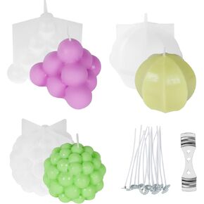 قالب شمعة AOOWU، عبوتان من قوالب صنع صابون الشموع مع 15 قطعة من فتائل الشموع وحامل فتائل غير القابل للصدأ، قوالب شموع سيليكون اسطوانة ثلاثية الأبعاد، قالب خبز الحلوى لتزيين الحفلات بنفسك in Kuwait