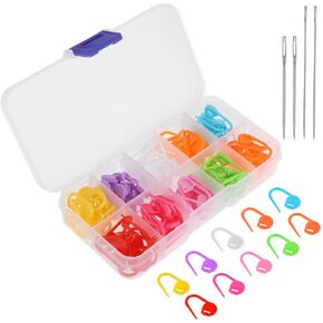 Sibba Knitting Crochet Locking, 120Pcs Stitch Markers with 4Pcs Cable Stitch Holders for Knitting Sewing Stitching Crochet Markers, 10 Colors with Storage Case in Kuwait