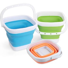 لعبة دلو رمل الشاطئ للأطفال، دلو رمل قابل للطي، أداة متعددة الاستخدام للحديقة، الزراعة، معدات التخييم، صيد الأسماك، غسيل السيارات، هدايا السفر للعطلات للبالغين 3 عبوات in Kuwait