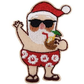Christmas Patch, Santa Xmas Applique Hawaiian Santa Embroidered Iron On Patch in Saudi Arabia