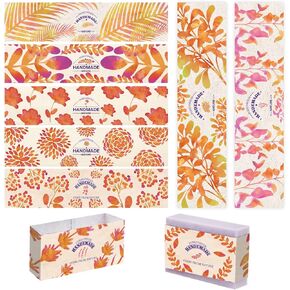 PH PandaHall 90pcs Handmade Labels for Soap, 9 Style Plant Soap Paper Wrapper Tags Sleeves Covers Tape Band Label for Handmade Soap Lotion Bars Bath Gift Wrapping, 21x5cm/8.2x1.9