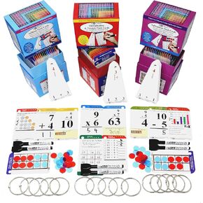 Think2Master Addition, Subtraction & Multiplication Flash Cards. This 3 pack includes 780 laminated cards to learn how to add, subtract, multiply, divide. Plus 6 Dry Erase Markers & 15 Rings