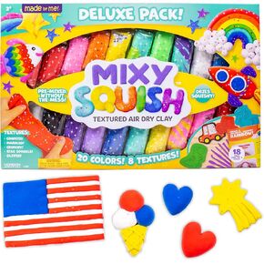 عبوة فاخرة من Mixy Squish Made by Me Deluxe Pack من Horizon Group USA، تتضمن 596.98 جم من الطين الجاف بالهواء النسيجي، واللعب الحسي، و14 أداة نحت و3 قوالب مزدوجة الجوانب، ورخام وأنسجة مقرمشة جافة in Kuwait