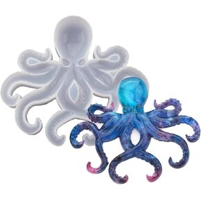 Octopus Resin Mold, Gasusen 2PCS 3D Large Sea Animals Octopus Silicone Molds for Epoxy Resin Casting, Wall Hanging Ornaments, Home Decor, Halloween Christmas Gifts, DIY Craft