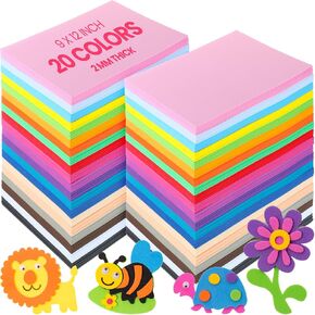 Pangda 100 Pack 20 Colors Eva Craft Foam Sheet 9 x 12 Inch Eva Foam 2 mm Thick Craft Foam Paper for Crafts Foam Sheet for Crafting Handicraft Foam Sheet Craft for DIY Arts Craft School Project Supply