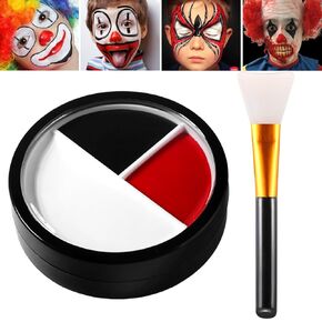 Scary Clown Makeup Black White Red Face Body Paint Cream with Brush, Special Effect SFX Halloween Makeup Kit Face Paint for Professional Halloween Joker Clown Makeup,Cream Oil Face Painting in Kuwait