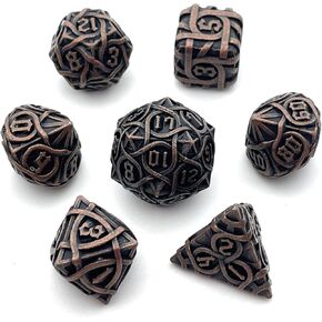 Desktop RPG Metal Polyhedron dice Group DND dice Group of Dungeons and Dragons（ Ancient Nickel Scarlet）