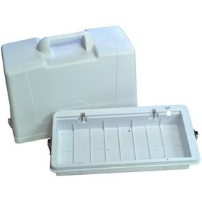 حقيبة حمل ماكينة الخياطة ذات السرير المسطح الصلب من كينمور 97081، فتحة مقاس 16.75 × 7.125 بوصة لآلة الخياطة المسطحة ذات الزاوية المربعة القديمة، تناسب سيرز ما قبل عام 1980 كينمور 158. نماذج، دوارة محلية بيضاء قبل عام 1960 in Kuwait