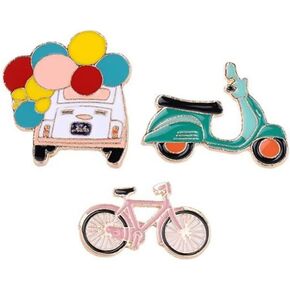 3 قطعة دراجة الإبداعية سيارة كهربائية سيارة المينا بروش دبوس رومانسية لطيف بالون سيارة طية صدر السترة دبوس شارة الكرتون للملابس أكياس جاكيتات اكسسوارات DIY الحرف in Kuwait