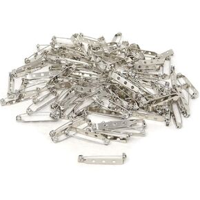 Honbay 100PCS Silver Tone Pin Backs Safety Pins Brooch Pins Bar Pins for Crafts (25MM) in Kuwait