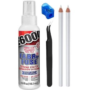 E6000 Glue Fabri-Fuse Fabric Glue Adhesive - 4 fl oz Shelf Bottle - with Pixiss Accessories Needle Tip Tweezers, and 2 Jewel Picker Pencils in Kuwait