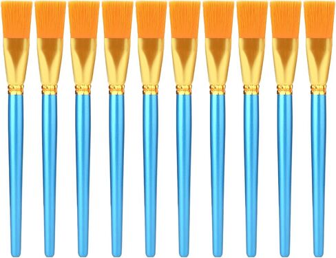 AIEX 10pcs Flat Paint Brushes 1 Inch Wide, Watercolor Acrylic Paint Brush Bulk Synthetic Nylon Oil Painting Brushes for Artists Professional Amateurs Gouache & Acrylic Painting in Saudi Arabia