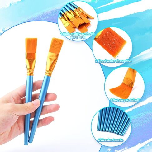 AIEX 10pcs Flat Paint Brushes 1 Inch Wide, Watercolor Acrylic Paint Brush Bulk Synthetic Nylon Oil Painting Brushes for Artists Professional Amateurs Gouache & Acrylic Painting in Saudi Arabia