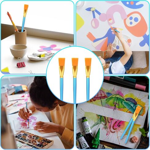 AIEX 10pcs Flat Paint Brushes 1 Inch Wide, Watercolor Acrylic Paint Brush Bulk Synthetic Nylon Oil Painting Brushes for Artists Professional Amateurs Gouache & Acrylic Painting in Saudi Arabia