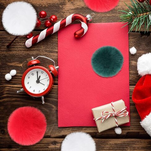 24 قطعة من كرات الفرو الصناعي بوم بوم بوم بوم من الفراء المقلد مع حلقة مرنة لديكورات اصنعها بنفسك قبعات سلاسل المفاتيح والأوشحة والقفازات والأكياس والاكسسوارات in Kuwait