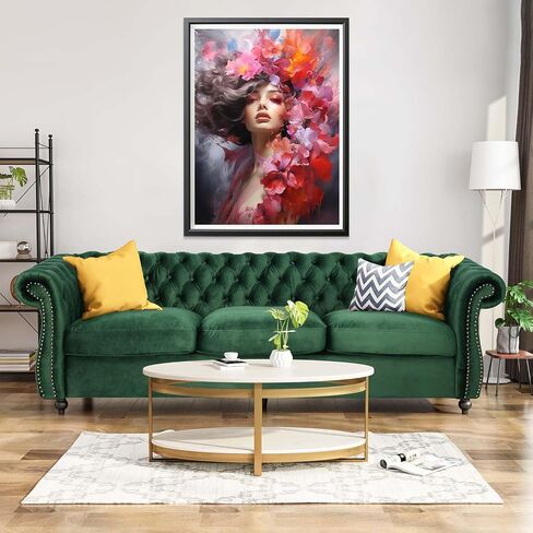 مجموعة الرسم الماسي 5 دي للنساء من تشويسايت، طلاء يدوي مع زهرة فنية ماسية دائرية كاملة الثقب كريستال حجر الراين تطريز صور الحرف اليدوية لتزيين جدار المنزل 12 × 16 انش in Kuwait