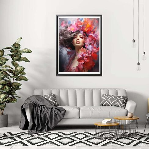 مجموعة الرسم الماسي 5 دي للنساء من تشويسايت، طلاء يدوي مع زهرة فنية ماسية دائرية كاملة الثقب كريستال حجر الراين تطريز صور الحرف اليدوية لتزيين جدار المنزل 12 × 16 انش in Kuwait