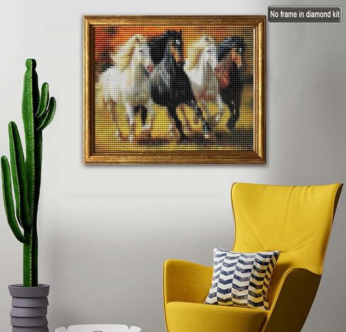 مجموعة الرسم الماسي 5 دي على شكل حصان من جونجوبيو، مجموعة رسم الخريف الماسية التي تصنعها بنفسك مع الماس مثقاب دائري بالكامل كريستال حجر الراين التطريز تستخدم لتزيين الحائط في المنزل والمكتب 12 × 16 in Kuwait