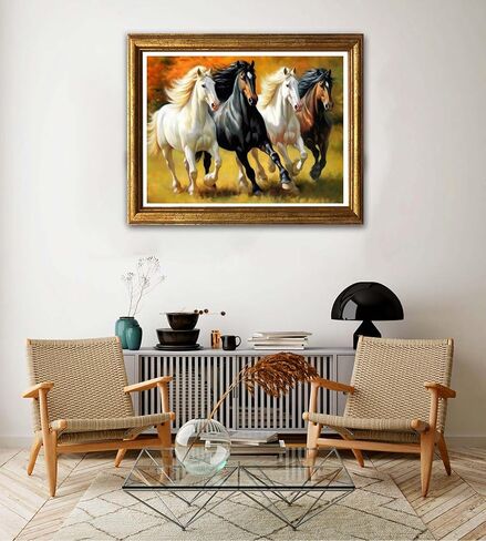 مجموعة الرسم الماسي 5 دي على شكل حصان من جونجوبيو، مجموعة رسم الخريف الماسية التي تصنعها بنفسك مع الماس مثقاب دائري بالكامل كريستال حجر الراين التطريز تستخدم لتزيين الحائط في المنزل والمكتب 12 × 16 in Kuwait