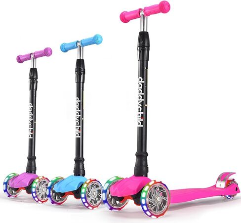 Kids Kick Scooter, 3 Wheeled Scooter for Kids, Child/Toddlers Toy, Adjustable Height, Anti-Slip Deck, Flashing Wheel Lights, for Boys/Girls 3-12 Year Old in Kuwait