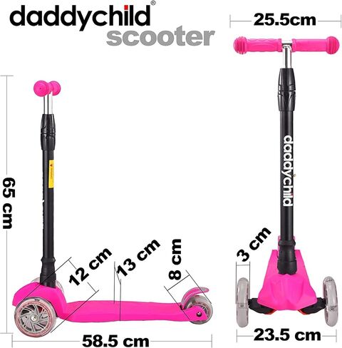 Kids Kick Scooter, 3 Wheeled Scooter for Kids, Child/Toddlers Toy, Adjustable Height, Anti-Slip Deck, Flashing Wheel Lights, for Boys/Girls 3-12 Year Old in Kuwait
