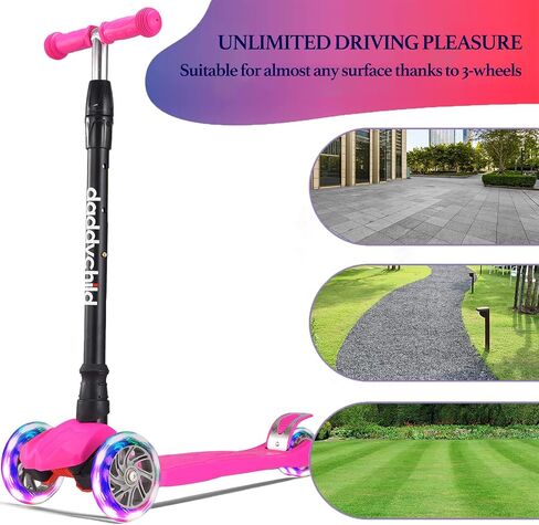 Kids Kick Scooter, 3 Wheeled Scooter for Kids, Child/Toddlers Toy, Adjustable Height, Anti-Slip Deck, Flashing Wheel Lights, for Boys/Girls 3-12 Year Old in Kuwait