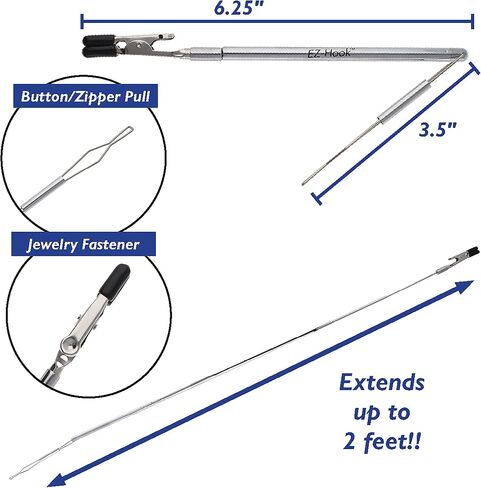 The Beadsmith EZ Hook 3-in-1 Fastener – Jewelry Aid – Stainless Steel – Design Extends Up To 20 Inches – Ideal for Bracelets, Zippers Buttons, Cufflinks and Hard-to-Close Jewelry in Saudi Arabia