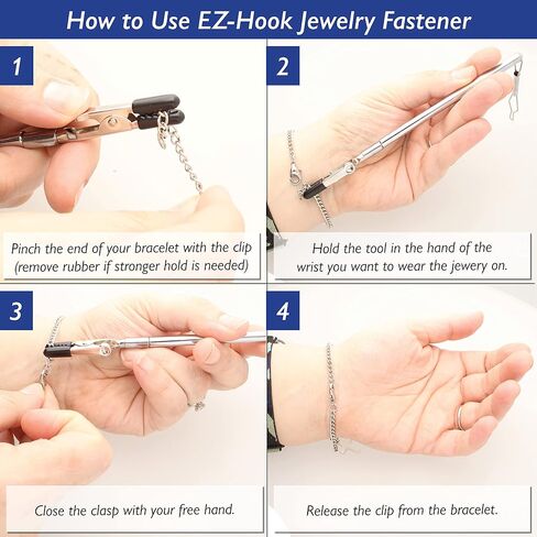 The Beadsmith EZ Hook 3-in-1 Fastener – Jewelry Aid – Stainless Steel – Design Extends Up To 20 Inches – Ideal for Bracelets, Zippers Buttons, Cufflinks and Hard-to-Close Jewelry in Saudi Arabia