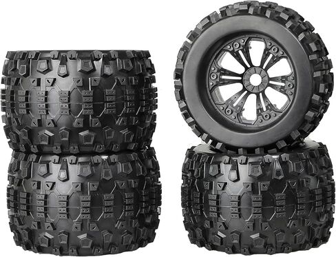 ارموكسيتو عجلات واطارات سداسية تعمل بجهاز تحكم عن بعد مقاس 17 ملم 3.8 لسيارة تراكساس اكس ماكس واي-ماكس وايريفو 2.0 في اكس ال 3.3 ارما كراتون نوتوريوس 6s سافاج XL X4.6 مقياس 1/8 عجلات واطارات شاحنة in Kuwait