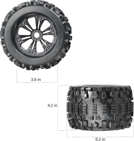 ارموكسيتو عجلات واطارات سداسية تعمل بجهاز تحكم عن بعد مقاس 17 ملم 3.8 لسيارة تراكساس اكس ماكس واي-ماكس وايريفو 2.0 في اكس ال 3.3 ارما كراتون نوتوريوس 6s سافاج XL X4.6 مقياس 1/8 عجلات واطارات شاحنة in Kuwait