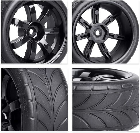 4PCS Width:1.02" (26mm) OD 2.56"(65mm) Rubber Tires & Wheel Rims 12mm Hex Hub for 1/10 Scale RC Vehicle On Road Touring Car in Saudi Arabia