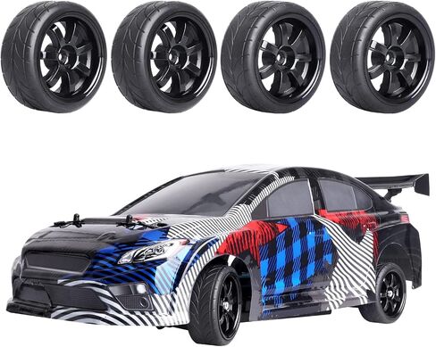 4PCS Width:1.02" (26mm) OD 2.56"(65mm) Rubber Tires & Wheel Rims 12mm Hex Hub for 1/10 Scale RC Vehicle On Road Touring Car in Saudi Arabia