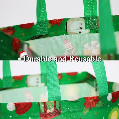 16 عبوة من اكياس هدايا الكريسماس، شنط كبيرة توت قابلة لاعادة الاستخدام مع مقبض، اكياس غير منسوجة لحفلات الكريسماس ورأس السنة الجديدة، تغليف التسوق 12.6 انش × 9.8 انش × 6.7 انش in Kuwait
