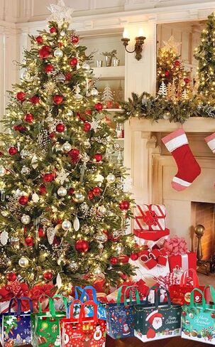 16 عبوة من اكياس هدايا الكريسماس، شنط كبيرة توت قابلة لاعادة الاستخدام مع مقبض، اكياس غير منسوجة لحفلات الكريسماس ورأس السنة الجديدة، تغليف التسوق 12.6 انش × 9.8 انش × 6.7 انش in Kuwait