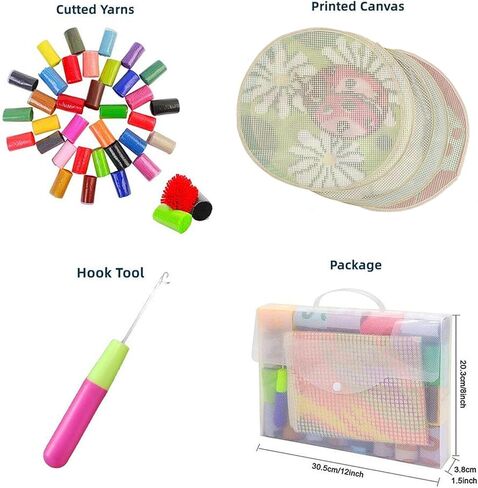 Latch Hook Kits Rug Christmas Santa Crochet Yarn Pre-Printed Round Shape Cushion Embroidery Needlework Carpet Cover Hook and Latch Kit Tapestry Christmas Home Decoration 50x50cm in Saudi Arabia