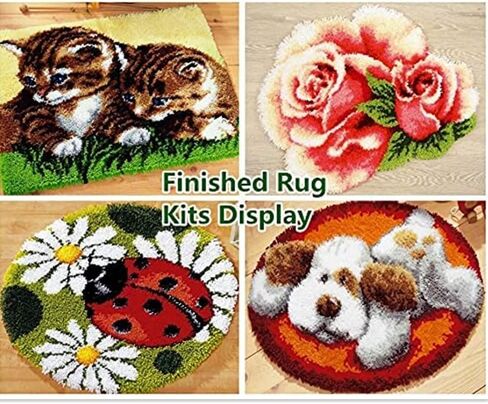 Latch Hook Kits Rug Christmas Santa Crochet Yarn Pre-Printed Round Shape Cushion Embroidery Needlework Carpet Cover Hook and Latch Kit Tapestry Christmas Home Decoration 50x50cm in Saudi Arabia